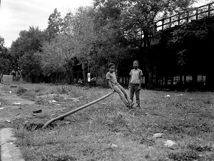 4x5  255 Kids on pole 63rd and Calumet  1975